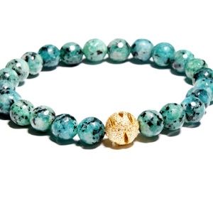New Amazonite Stone bracelet healing gold beads